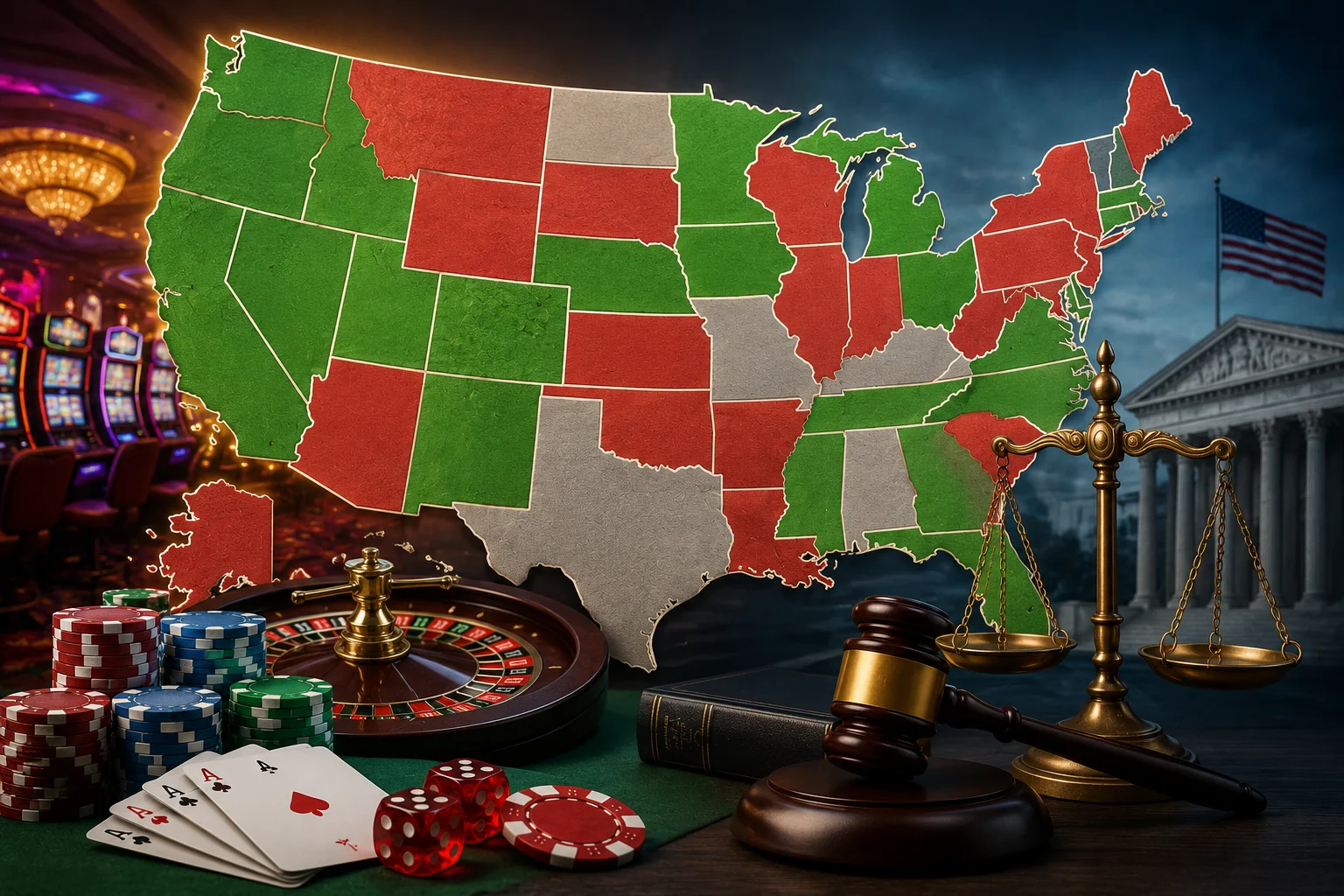 Cassino nos EUA, por que alguns estados permitem e outros proíbem?