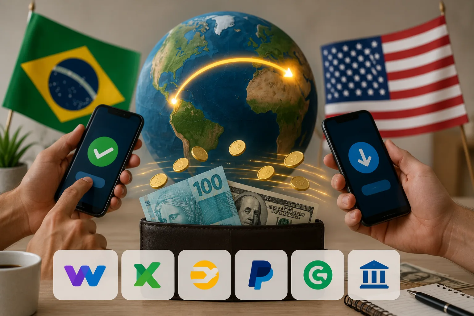 Como Enviar Dinheiro entre Brasil e EUA, plataformas, taxas e como economizar