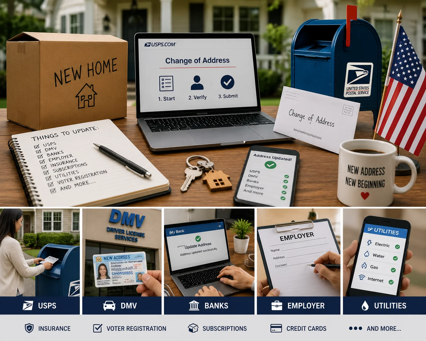 Como Mudar de Endereço nos EUA USPS, DMV e tudo que você precisa atualizar