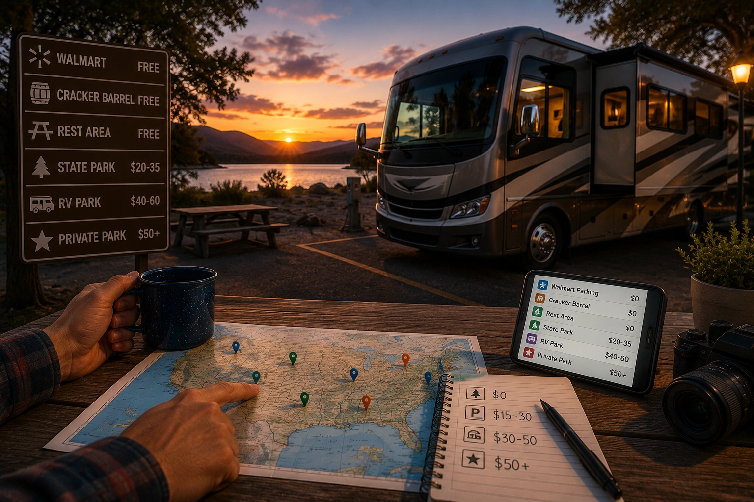 Custo de Pernoite em Motorhome nos EUA: onde estacionar e quanto custa