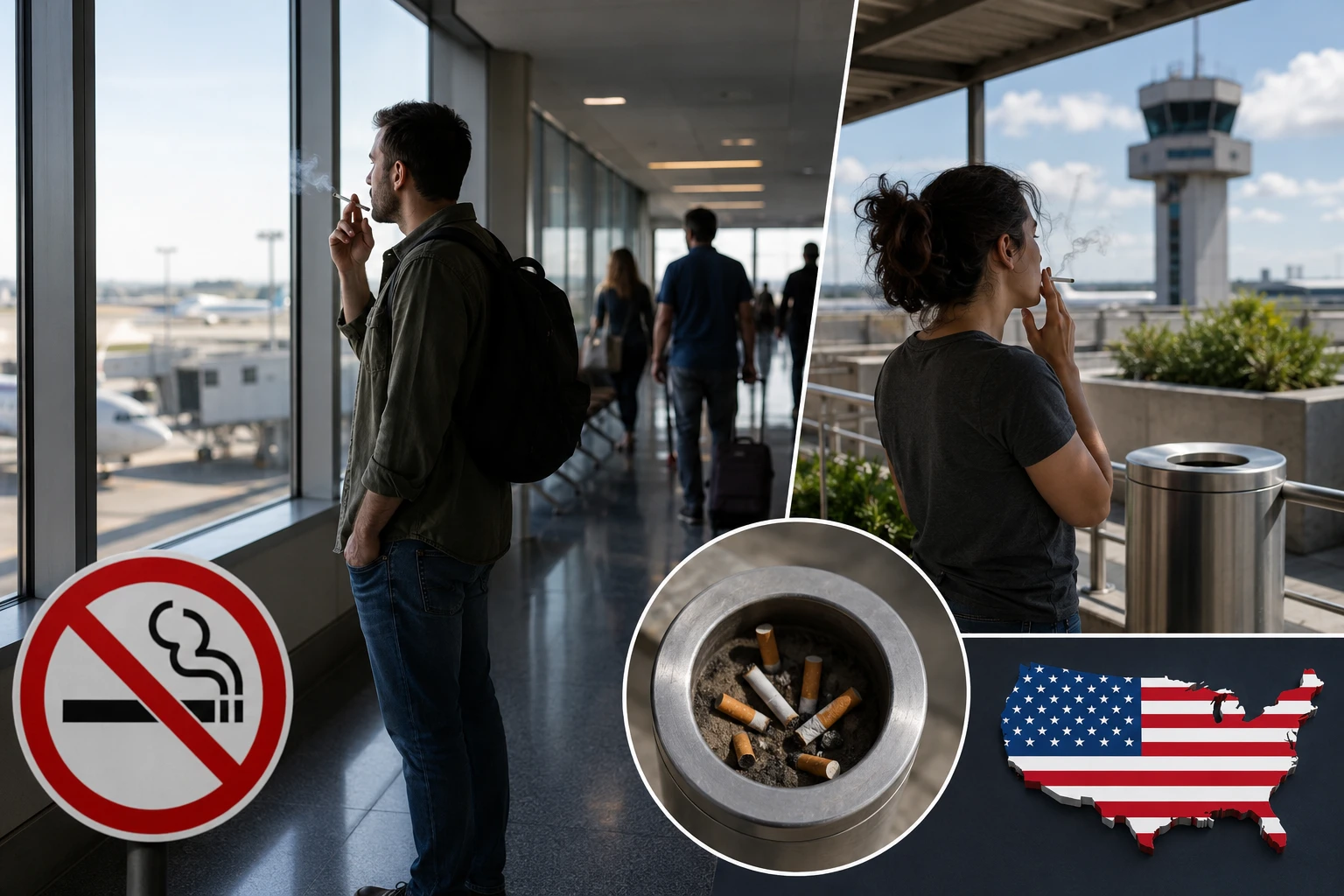 Fumar em Aeroportos dos EUA, o que é permitido, onde e o que mudou