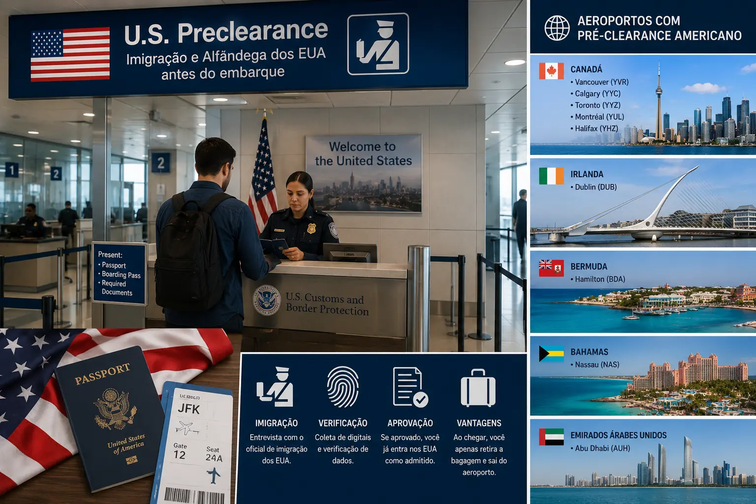 Pré-Clearance Americano, os aeroportos fora dos EUA onde você faz a imigração antes de embarcar