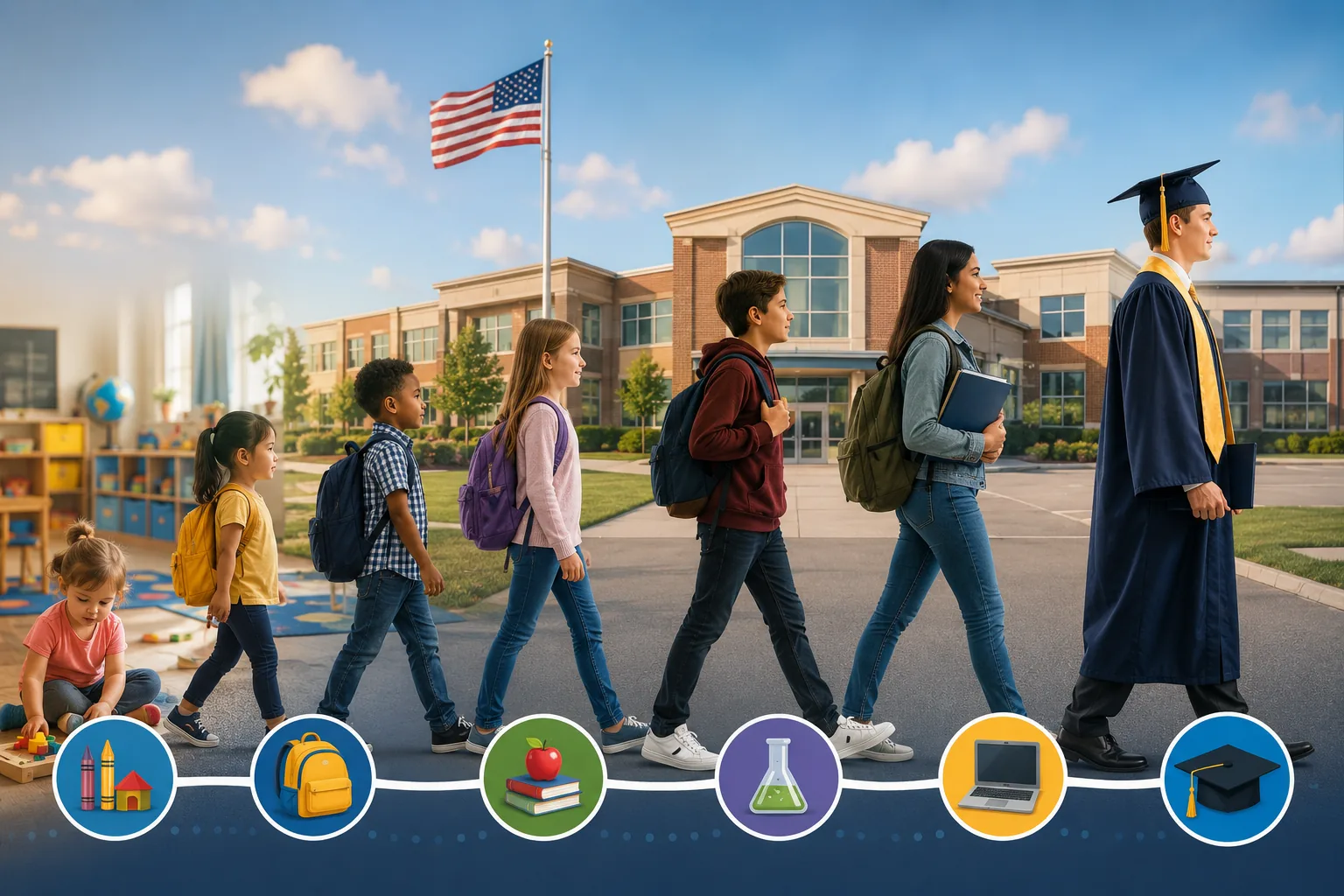 Como Funciona a Escola Pública Americana, do kindergarten ao 12º ano