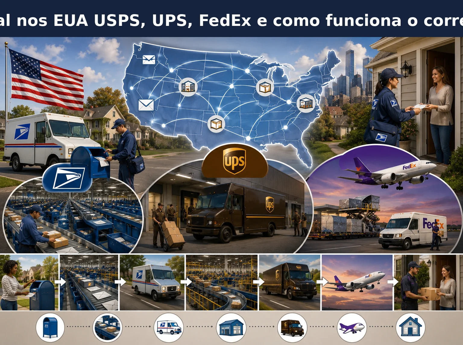 Sistema Postal nos EUA USPS, UPS, FedEx e como funciona o correio americano