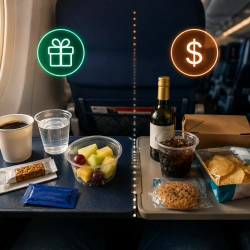Alimentação a Bordo nos Voos Americanos, o que é grátis e o que é pago