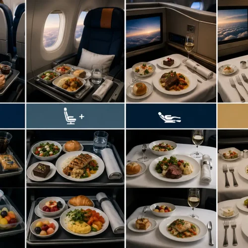 Catering a Bordo nas Companhias Aéreas Americanas, o que esperar em cada classe