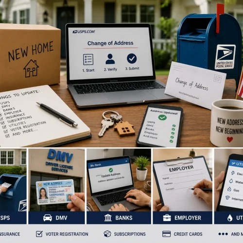Como Mudar de Endereço nos EUA USPS, DMV e tudo que você precisa atualizar