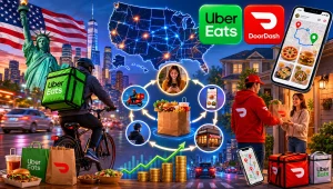 Delivery de Comida nos EUA Uber Eats, DoorDash e como funciona o mercado