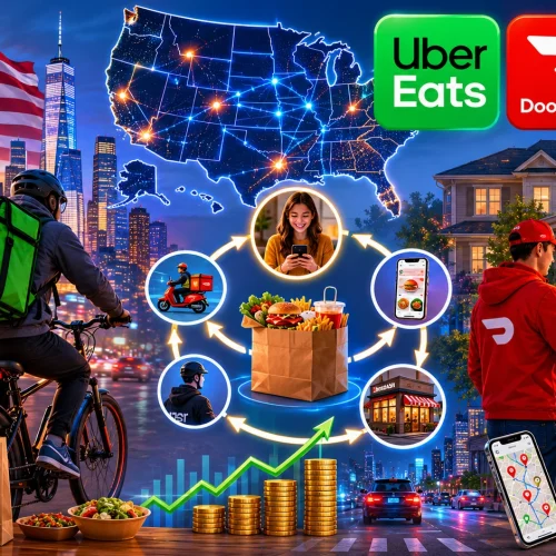 Delivery de Comida nos EUA Uber Eats, DoorDash e como funciona o mercado