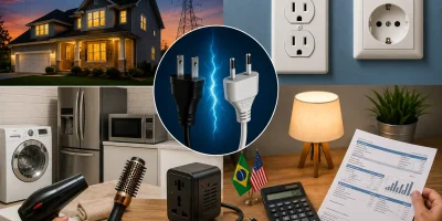Energia Elétrica nos EUA: voltagem, tomadas, conta de luz e o que fazer com eletrodomésticos brasileiros